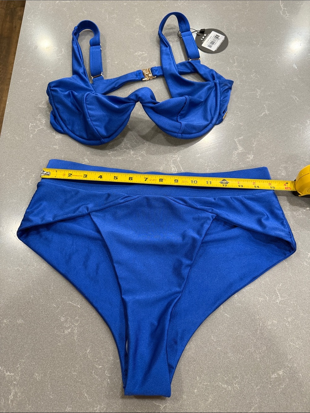 Blue High-Waist Bikini Set - Women's Swim Top and Bottom - Picture 4 of 8